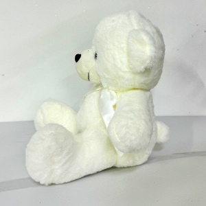Ursulet de plus Tobi, cu papion, Inaltime 24 cm, Alb