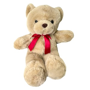 Ursulet de plus Tobi, cu fundiță, Inaltime 33 cm, Maro - Img 2