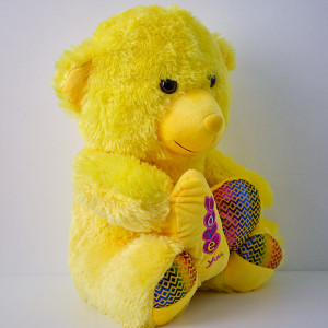 Ursulet de plus Twinkle, cu inimioara, inaltime 37 cm, Galben