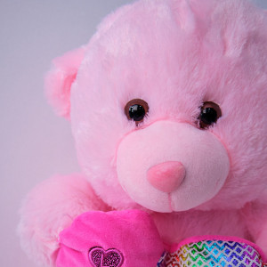 Ursulet de plus Twinkle, cu inimioara, inaltime 37 cm, Roz Pal