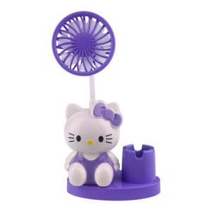 Ventilator cu suport pentru birou HeLLO K si decoratiune pisica, Mov