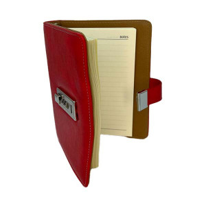 Agenda Secrettes din piele ecologica, cu cod, rosu