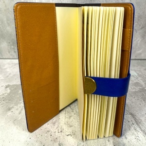 Agenda Vintage Elegance, din piele ecologica, cu cifru numeric, Albastru-Auriu, 22x15 cm - Img 4