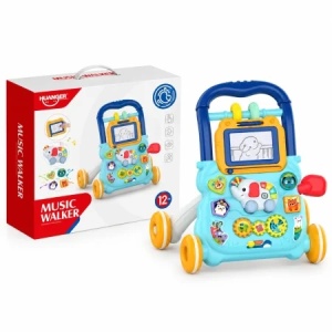 Antepremergator interactiv Music Walker, cu tabla de desen, muzica si centru de activitati, albastru, 12 luni+ - Img 3