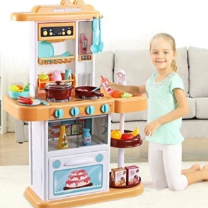 Bucatarie de jucarie copii Home Kitchen cu accesorii, set interactiv cu plita si chiuveta, 3+ ani - Img 2