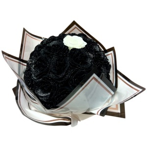Buchet floral Glitter Black Roses cu 31 trandafiri negri decorativi premium, 40 cm - Img 3