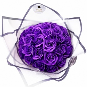 Buchet floral Royal cu 31 trandafiri de sapun, 55 cm - Img 11