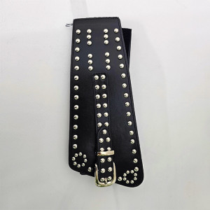 Centura cu catarama Teo Star, elastica, din piele ecologica cu detalii metalice, Negru 1