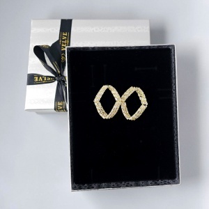 Cercei eleganti Crystal Rhombus Gold din otel inoxidabil, model geometric cu cristale, 4x3 cm - Img 4
