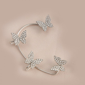 Cercel ear cuff pe toata urechea, Royal Butterflay argintiu pentru urechea stanga