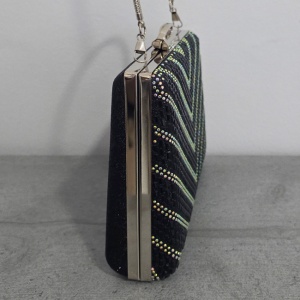 Clutch de umar SUN POP, cu strasuri multicolore, Negru - Img 2