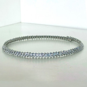 Colier Choker cu pietre semipretioase, la baza gatului, Argintiu 1
