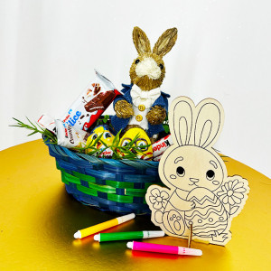 Cosulet Paint Joy pentru copii, cu Sablon iepuras pentru desenat, figurina decorativa - Iepuras, Kinder Delice, Kinder Country, tablete Kinder si oua Kinder cu surpriza, Verde1