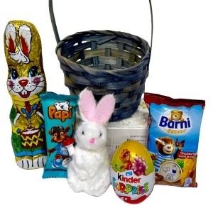 Cos de Paste Sweet Bunny pentru copii, cu Kinder Surprise, iepuras decorativ si selectie dulciuri - Img 2