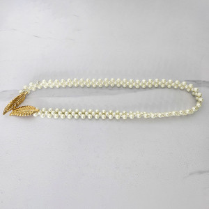 Curea elastica Pearly, catarama metalica decorativa si perle, Gold Leaf 2