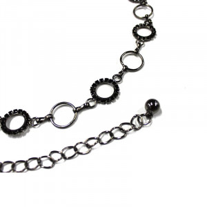 Curea metalica, lant, cu pietre, Hyme - Negru