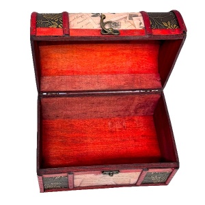 Cutie din lemn, pentru accesorii, cu aspect de cufar 20x14x13 cm, Clasic - Img 4