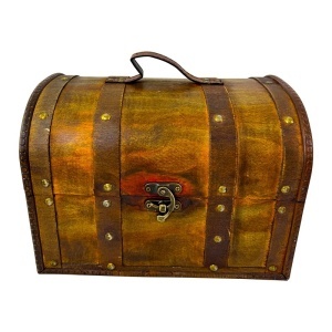 Cutie in forma de cufar din lemn, organizator accesorii si bijuterii, Maro, 22x15