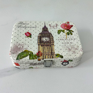 Cutie pentru accesorii si bijuterii cu trei compartimente si oglinda din piele ecologica, London, 21x15 cm1