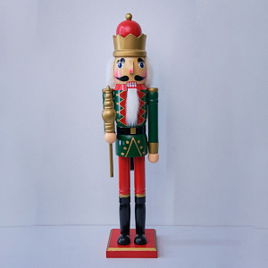 Decoratiune de Craciun, Spargatorul de Nuci imbracat in uniforma festiva, Capitan, Verde, 52cm