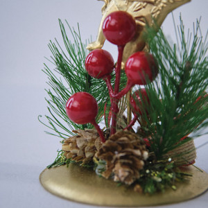 Decoratiune "Lumina Festiva" tip sfesnic metalic cu suport pentru o lumanare
