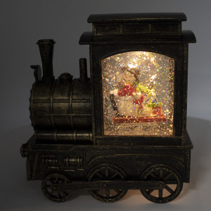 Decoratiune luminoasa, locomotiva cu tematica de Craciun, cu LED, Baza 17x8, inaltime 17 cm - Img 2