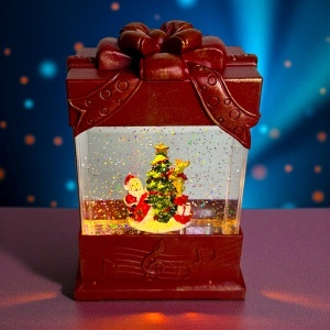 Decoratiune muzicala si luminoasa, tip cadou, lumini calde si zapada in miscare, USB inclus, 19x12 cm - Img 2
