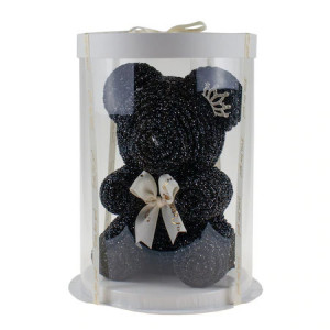 Diamond Teddy Bear negru 20 cm, decorat manual cu cristale, cutie cadou - Img 2