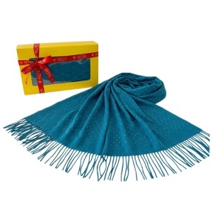 Esarfa dama Cashmere Sparkle, pentru femei, in cutie eleganta, turcoaz - Img 5