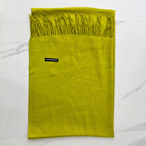 Esarfa tip sal Belladona, din material subtire, cu franjuri si emblema, Olive, 180x65 cm 4