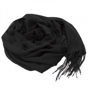 Esarfa tip sal, din material subtire cu casmir, in cutie cadou, Negru, 178x72 cm - Img 3