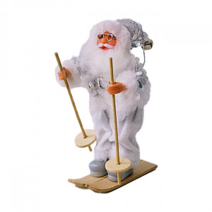 Figurina Decorativă 'Moș Crăciun Schior', Argintiu, 17cm - Img 2