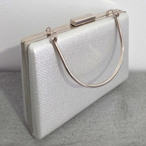 Geanta de evenimente, SYLVI, tip clutch, cu lant detasabil argintiu si piele ecologica, Silver - Img 4