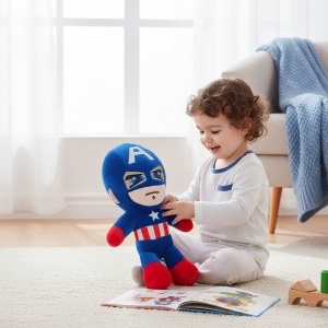 Jucarie de plus supererou Captain America pentru copii, inaltime 28 cm - Img 2