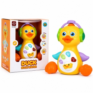 Jucarie interactiva Duck Waver, ratusca dansatoare cu muzica si lumini, 22 cm - Img 3
