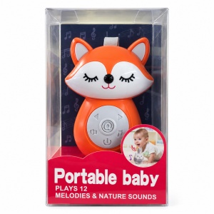 Jucarie muzicala Vulpita pentru bebelusi, 12 melodii si sunete din natura, volum reglabil, portocaliu, 0 luni+