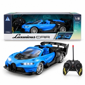 Masina sport cu telecomanda R/C Luxurious Car, scara 1:18, 4 directii, lumini, 27 MHz, albastru-negru, 6+ ani - Img 3