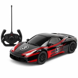 Masina sport cu telecomanda RC Models, scara 1:16, comenzi in 4 directii, negru-rosu, 6+ ani