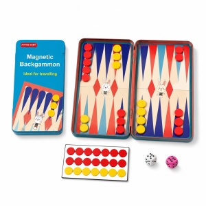 Mini joc de table magnetic pliabil, cu 30 piese si 2 zaruri, pentru calatorii, 18.6x10.2 cm