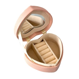 Organizator cu interior catifelat, compartimente practice si aspect inima, Peach Fuzz detaliu