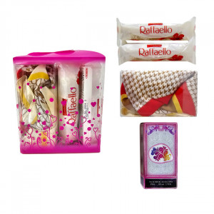 Pachet cadou pentru femei Oriental Style, cu parfum arabesc Zahoor Al Reef de la Ard Al Zaafaran, esarfa satinata Soft D 70x70 si doua pachete cu praline Raffaello 80gr, in cutie eleganta - Img 6
