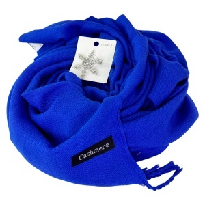 Pachet Secret, pentru femei, cu esarfa eleganta Belladona si brosa Fulg de Zapada, in cutie cadou, Albastru royal - Img 3