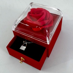 Pachet special Valentine, ursulet de plus 25 cm, trandafir de sapun roșu cu lantisor și pandantiv surpriza și praline - Img 7