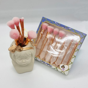 Pachet suport ceramic Girl, alb, cu set pensule incluse