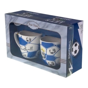 Set 2 cani din ceramica cu lingurite si capac, model mingi fotbal - Img 2