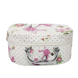 Caseta pentru accesorii si bijuterii cu oglinda, stil gentuta
