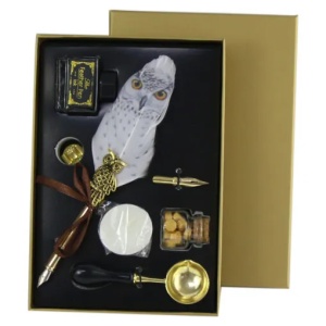 Set birotica in cutie aurie Vintage Owl, cu 7 piese, Auriu - Img 2