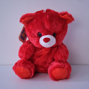 Set Cadou Special Valentine, cu ursulet, 6 trandafiri din sapun si Raffaello, rosu
