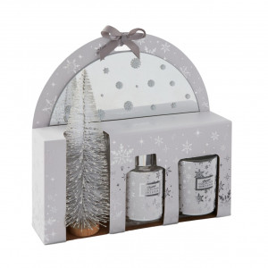 Set cadou "Still Glamour" cu brad, lumanare si spray, Silver