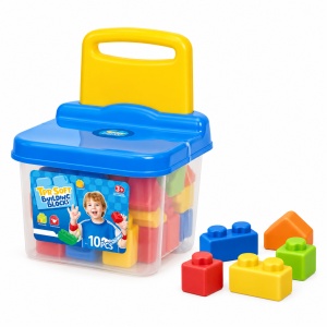 Set cuburi moi de constructie, 20 piese mari, cutie de depozitare cu functie de scaun, 3 Ani+, albastru - Img 4